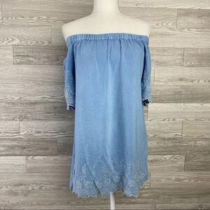 D&Kade Offshoulder Chambray Mini Skirt|Long Blouse
